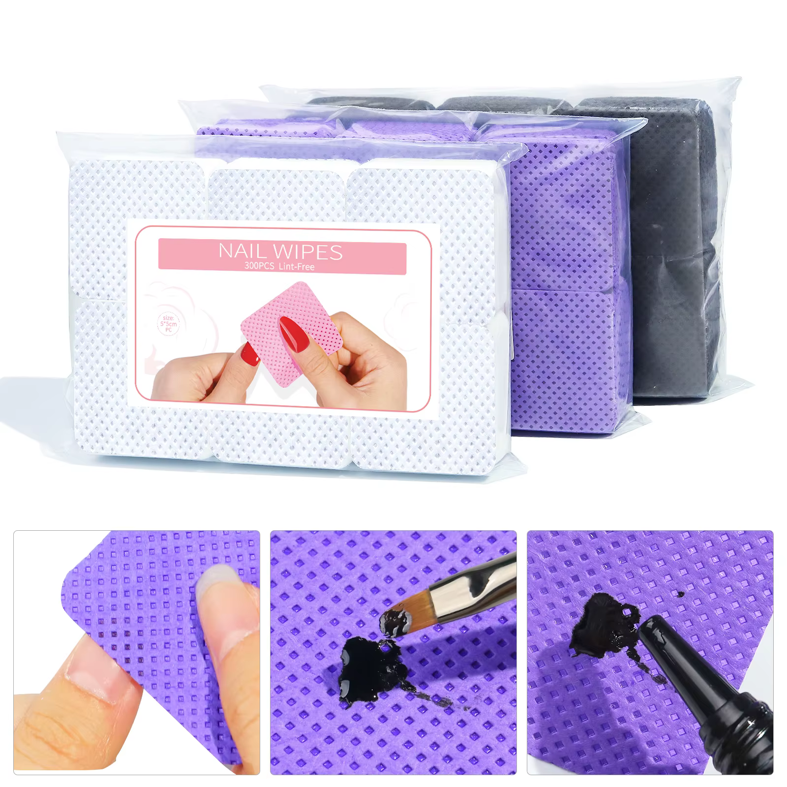 Dissolvant de vernis à ongles non pelucheux, serviettes colorées en coton, tampons en papier, nettoy