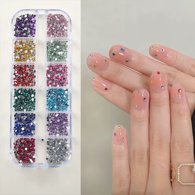 12 Grilles de Strass Scintillants pour Nail Art - Pierres à Dos Plat pour Décoration Polyvalente - O