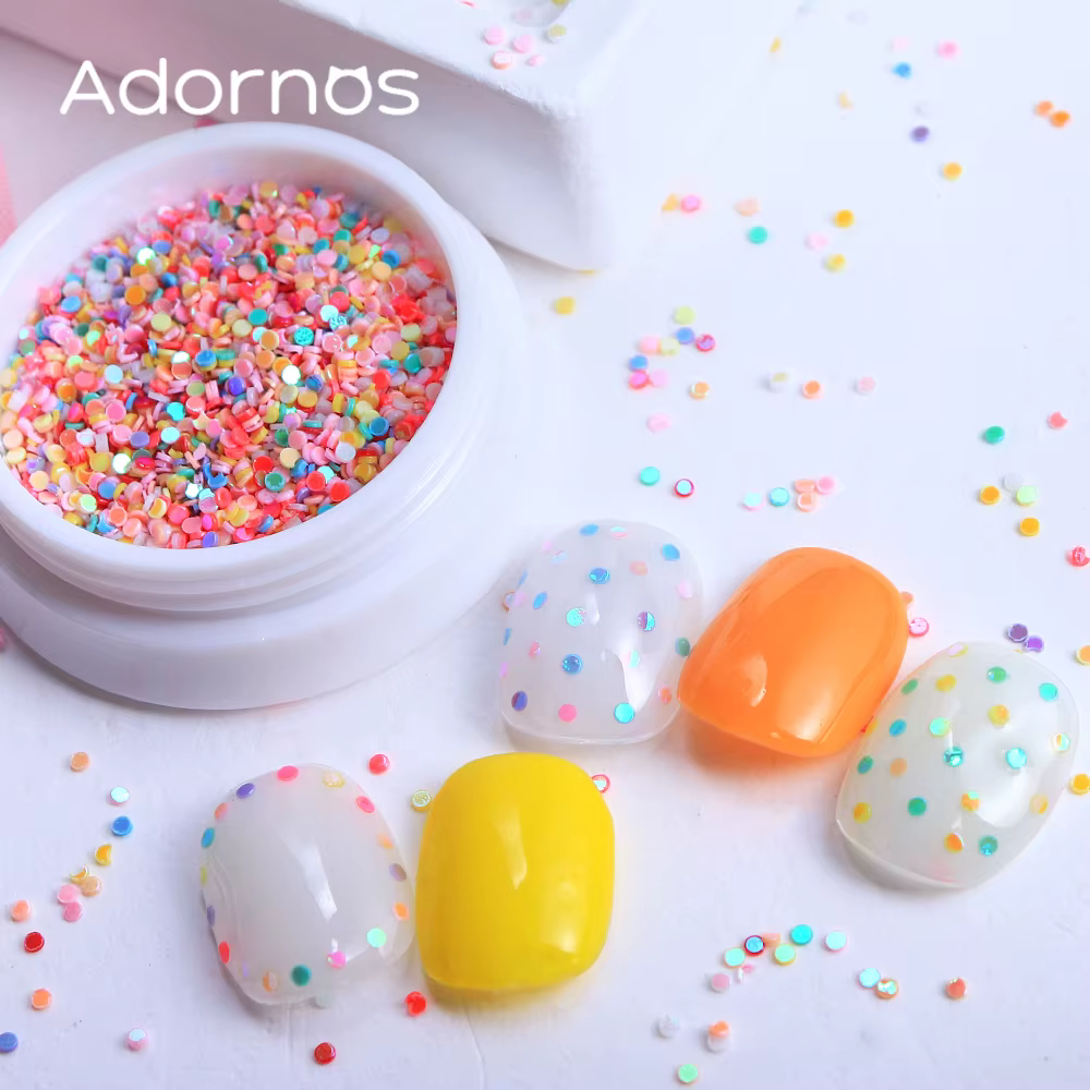 Paillettes rondes colorées pour décoration d'ongles, Paillettes à bulles macaron, vernis Gel, access