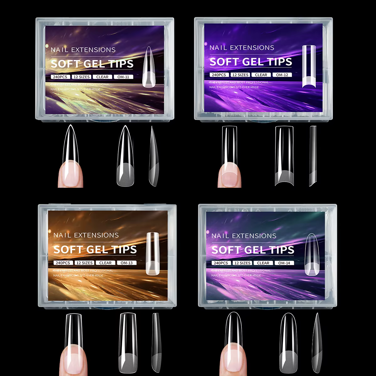 Faux ongles en Gel doux Extra longs 2XL, demi-mat, couverture complète transparente, Stiletto carré