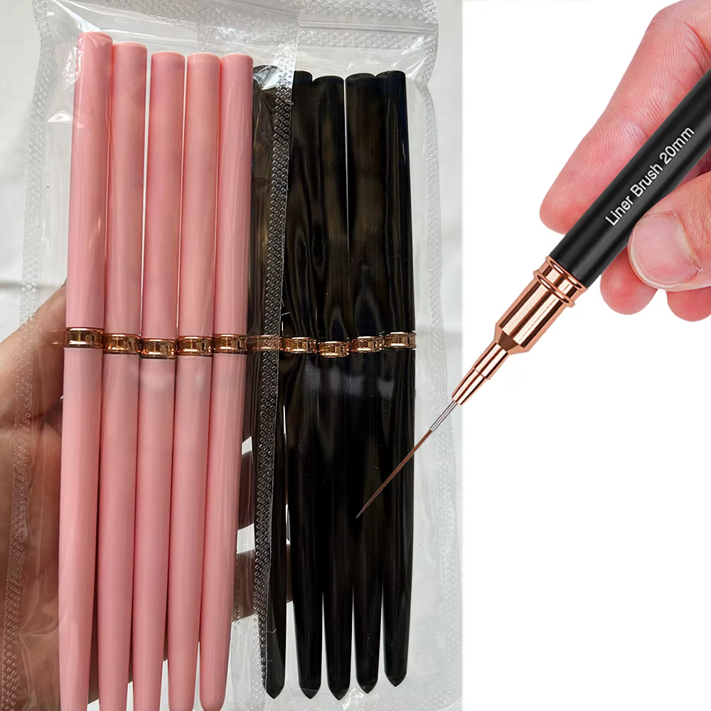 5/10 pièces rose/noir Nail Art Liner/pinceaux de peinture outil de dessin de ligne Ultra-mince 4/8/1
