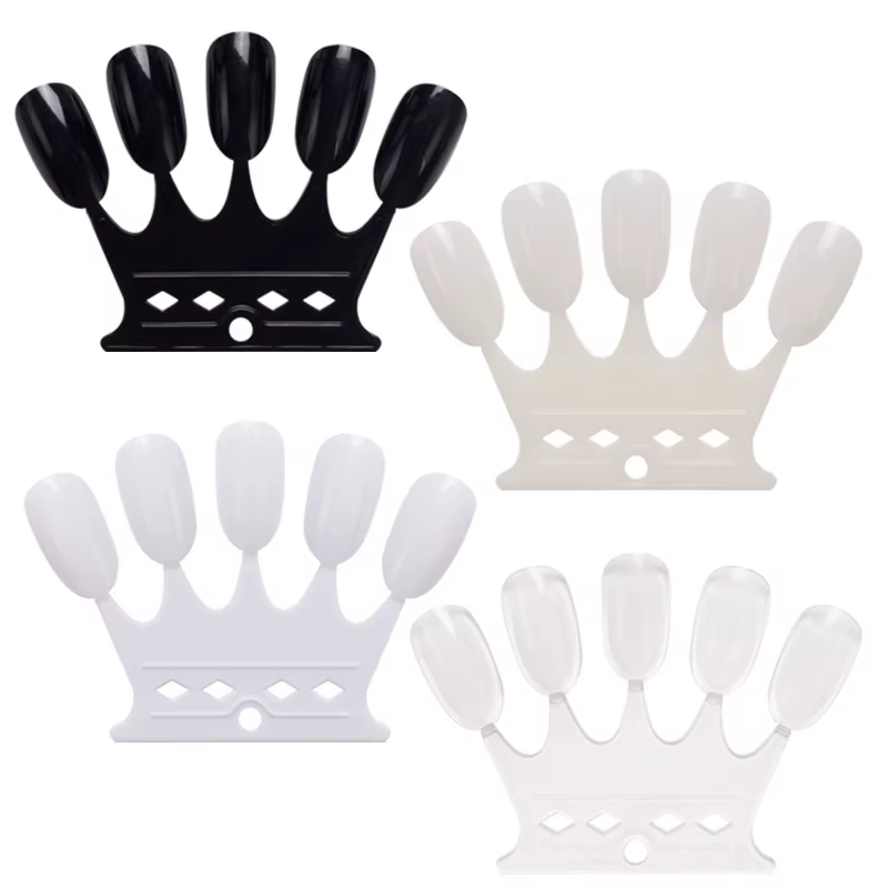 Présentoir de faux ongles en forme de couronne, carte de couleur naturelle claire, support de Gel po