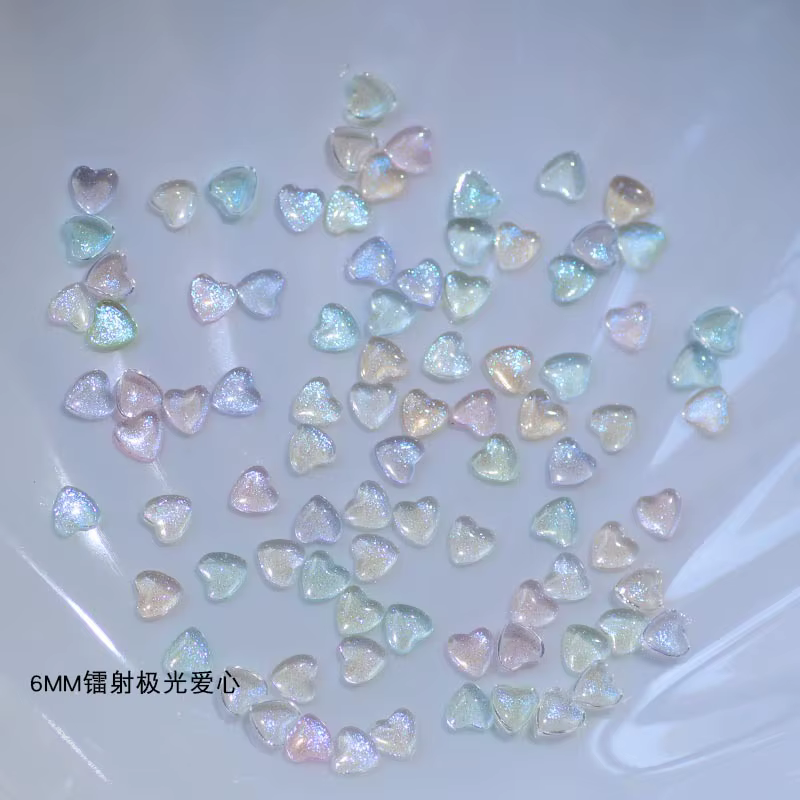 30 pièces/boîte Kawaii paillettes poudre coeur Nail Art décorations 3D résine strass breloques dessi