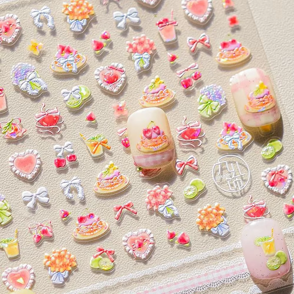 Autocollant de manucure pour Nail Art, fruits, fête, ananas, Pitaya, Kiwi, fruits, pomme, pastèque,