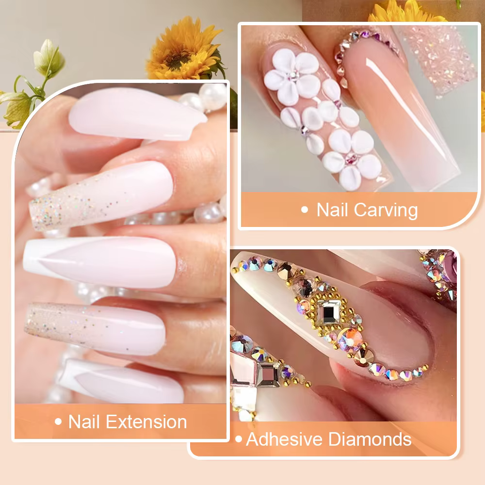 Ensemble de poudre acrylique cristal et monomère liquide, décoration pour manucure, paillettes pour
