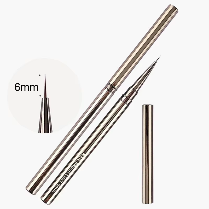 Brosse fine pour Nail Art, 6/9/12/15/18mm, pour manucure, ligne de dessin, peinture à rayures, stylo