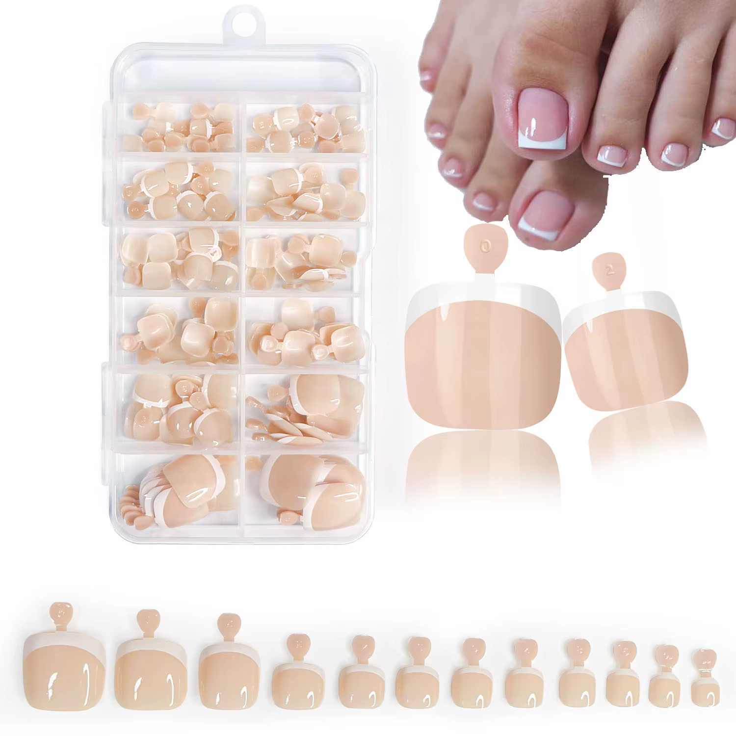 120 pièces brillant nu rose français presse sur ongles ensemble 1 * boîte court français carré faux