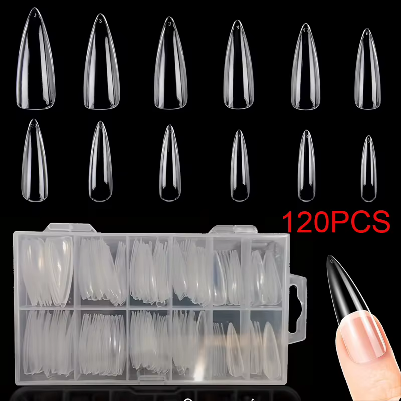 120/240 faux ongles, ongles transparents extra-longs de type stiletto, outils d'extension d'ongles a