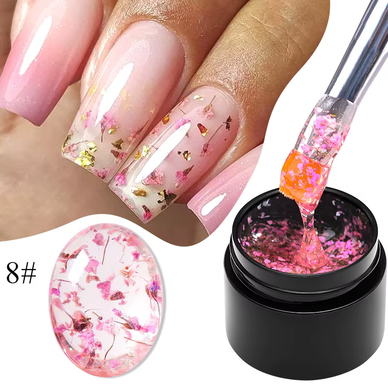MEET ACROSS 5ml rose fleur séchée Gel vernis à ongles fleur naturelle fée Nail Art Gel tremper UV LE