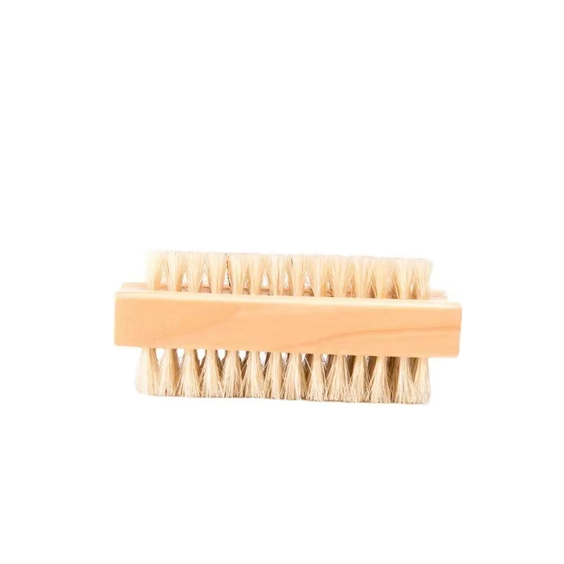 Brosse de nettoyage Double face en poils de bambou, outil de manucure pour couture des doigts, bross