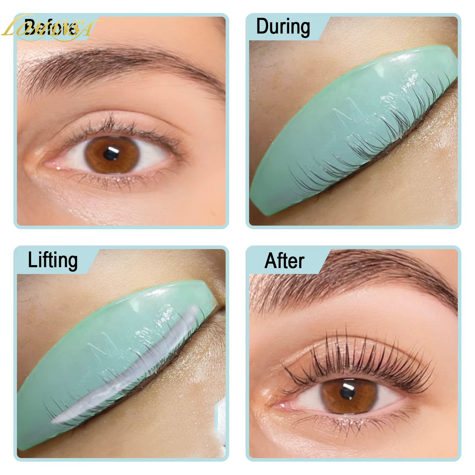 Lomansa 4 paires L Curl Silicone cils Perm Pad levage cils tiges bouclier cils recourbe accessoires