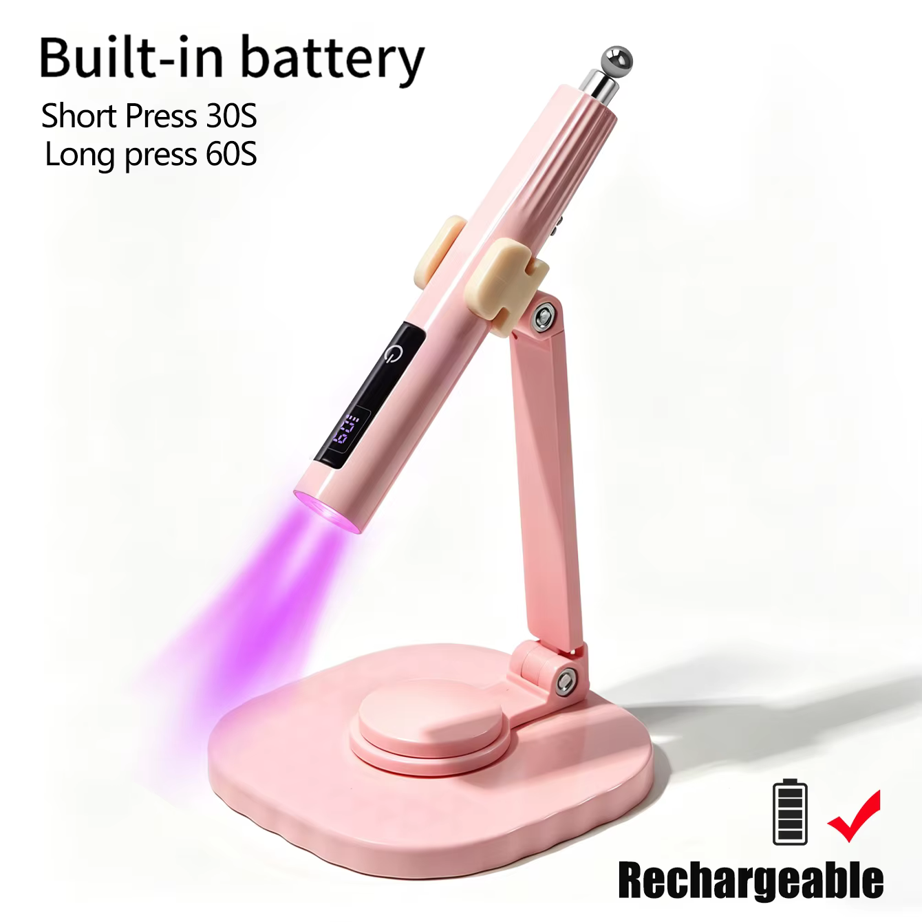Lampe à ongles portable LULAA 2 en 1, lampe UV pour gel à ongles, 2 niveaux de réglage du minuterie 