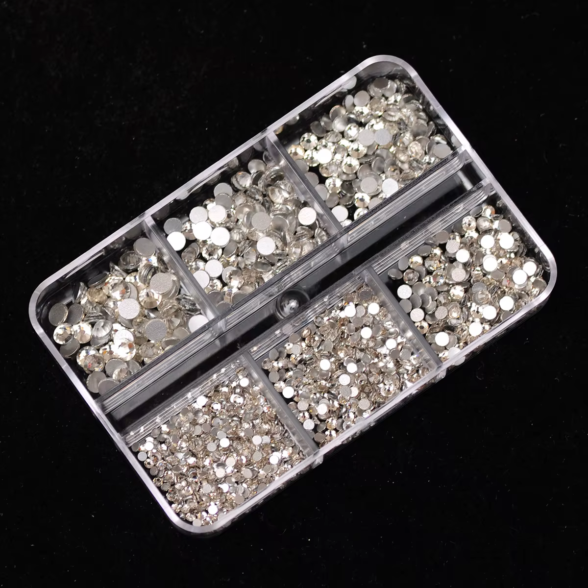 Breloques pour ongles en cristal coloré à dos plat, 6 grilles/boîte SS4-SS16, accessoires pour ongle
