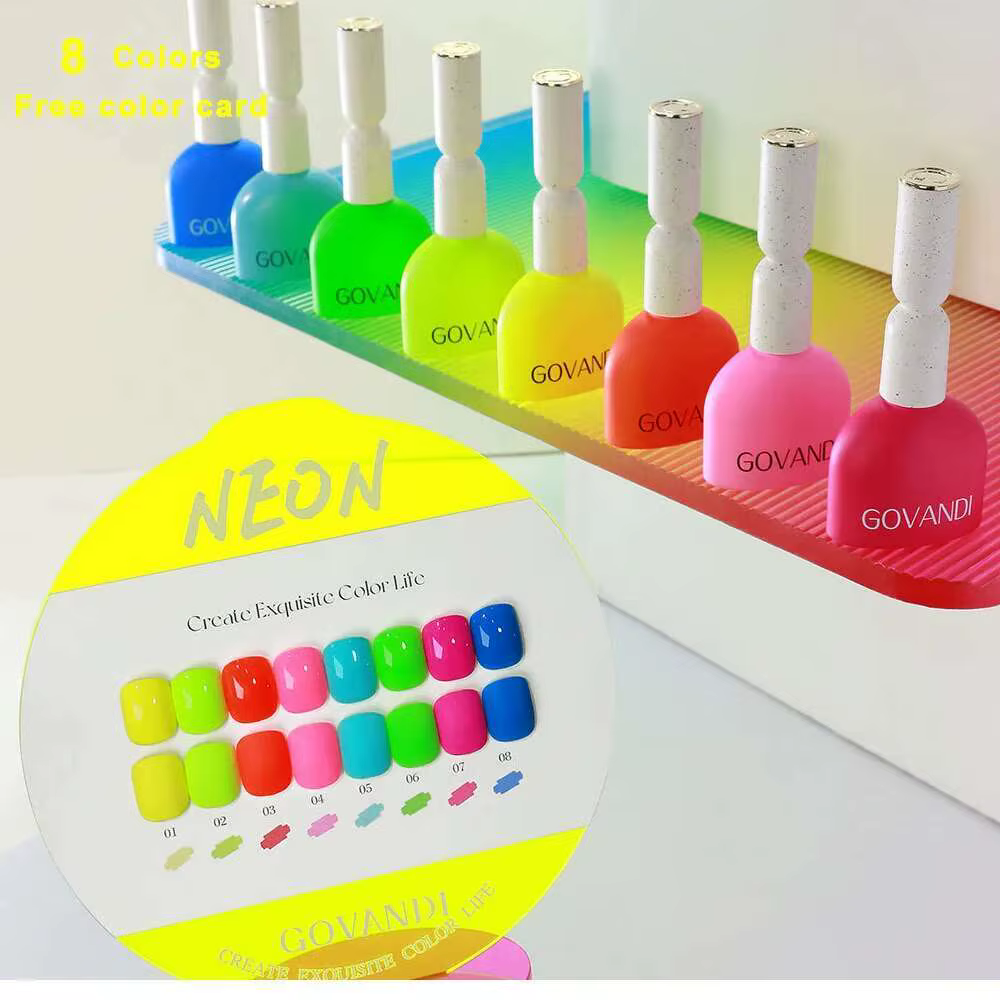 Vernis à ongles Gel avec carte de couleur vernis à ongles couleur néon pour manucure Nail Art Semi P