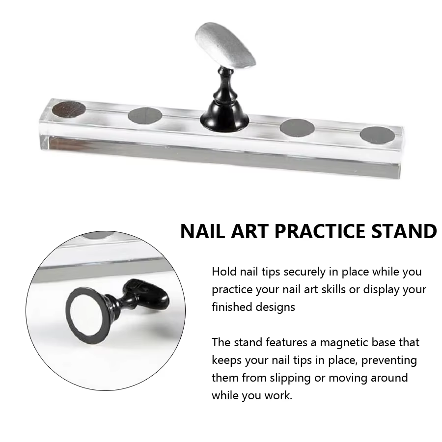 Présentoir de pratique pour Nail Art, ensemble de 5 pièces, échiquier, pointes magnétiques, support