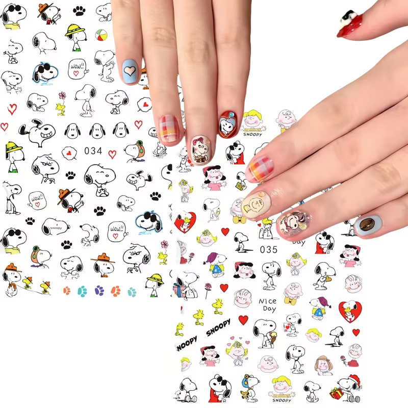 Miniso dessin animé Snoopy autocollants pour ongles Sanrio dessin animé Hello Kitty autocollants pou