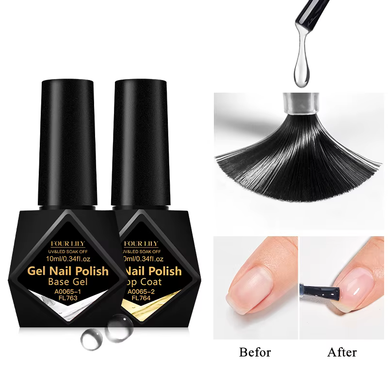 FOUR LILY 10ml Gel de Base, couche de finition, couche de finition mate soin des ongles fonctionnel