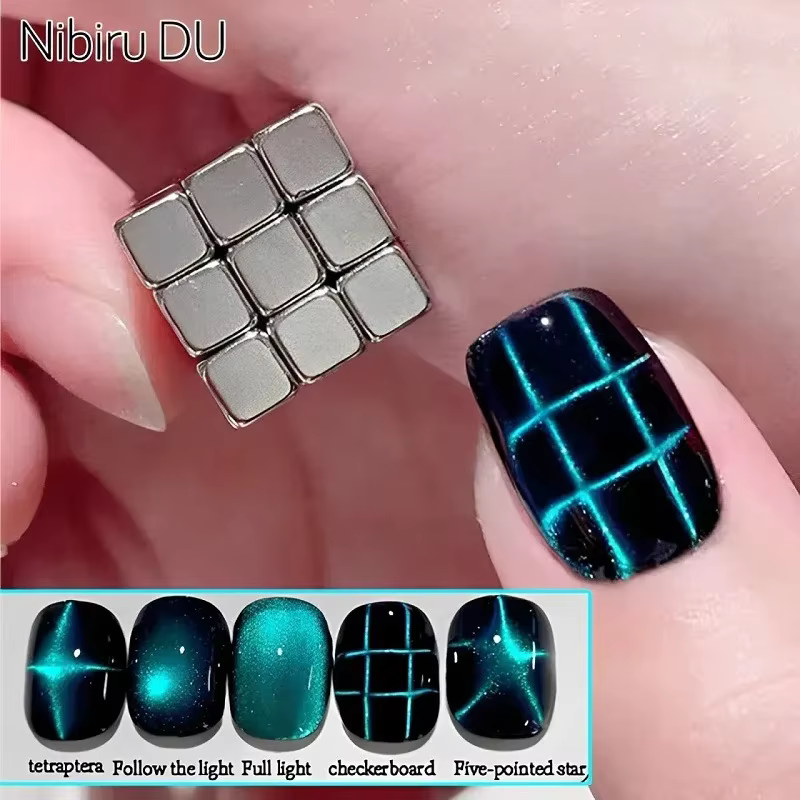 Cube magnétique œil de chat pour ongles, bâton carré magnétique puissant 9D/5D, bande de ligne de ve