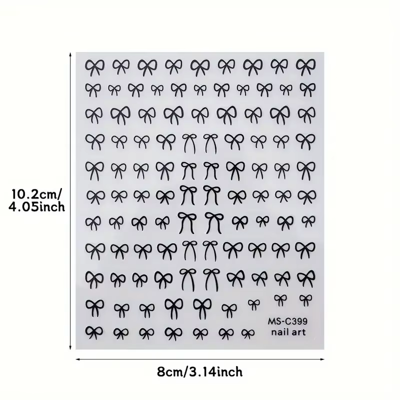 1/2 pièces noir blanc rose Mini nœud papillon Design Nail Art autocollant auto-adhésif dentelle ruba