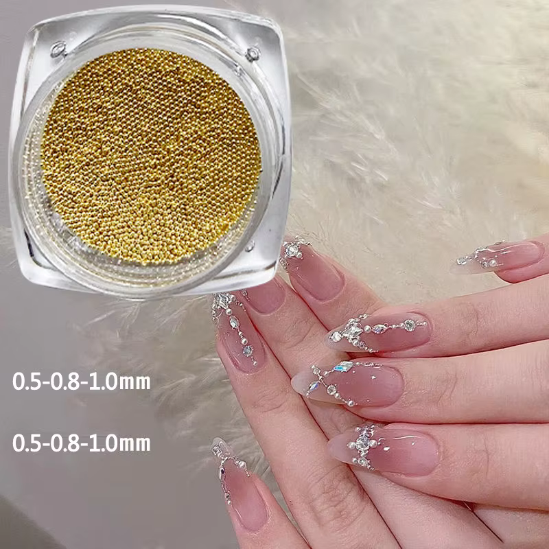 0.4mm-1.5mm 3D acier minuscule Nail Art décoration or argent boule d'acier Nail Art Caviar perles on