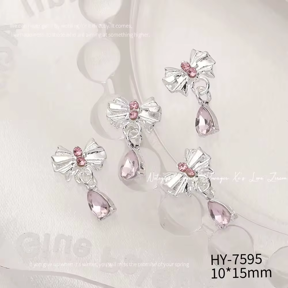 10 pièces Super Flash papillon amour pendentif ongles accessoires Nail Art Luxu alliage rose diamant
