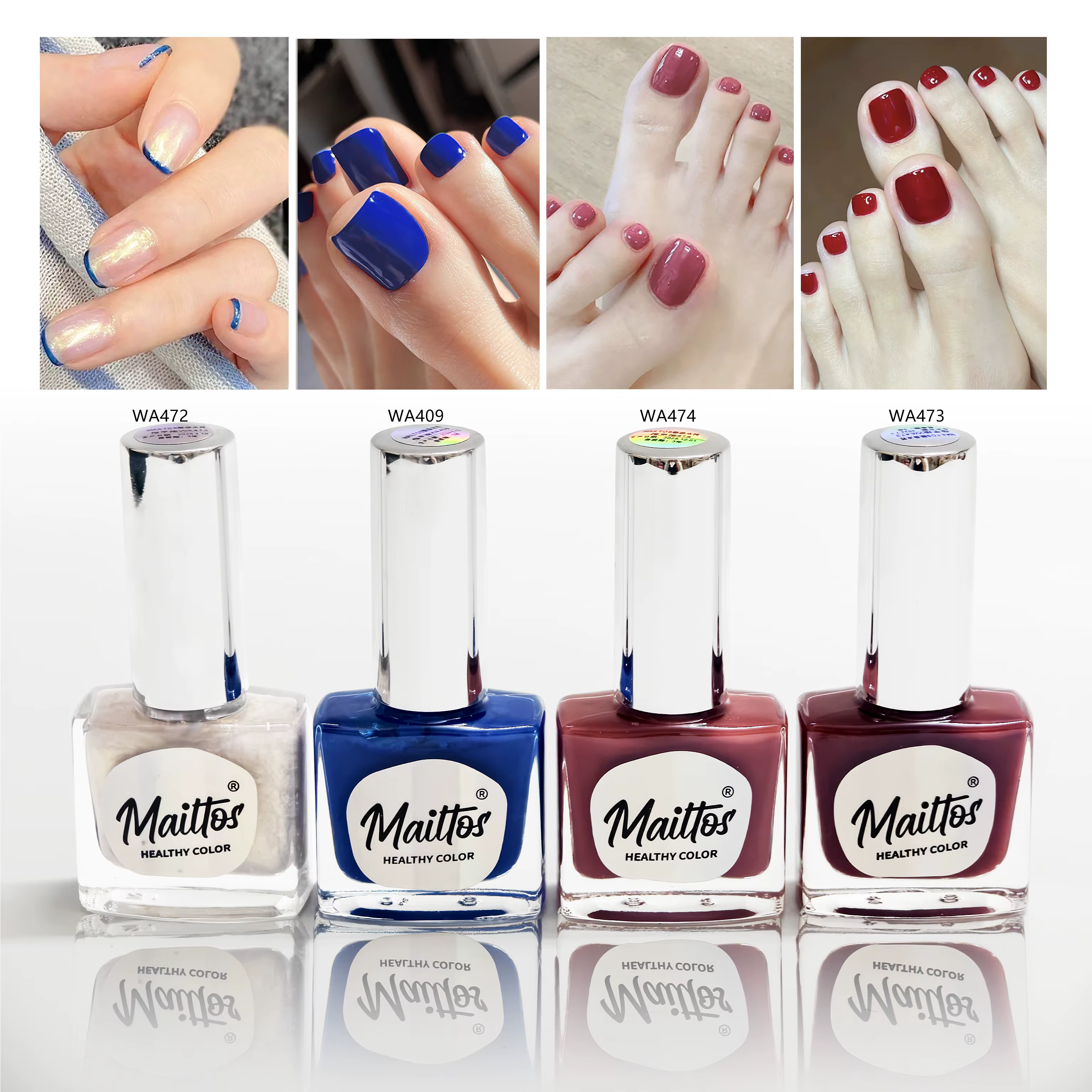 12mlx4 [409/472/474/475] Shell White, Klein Blue, rouge, vernis à ongles à base d'eau, sans odeur, s