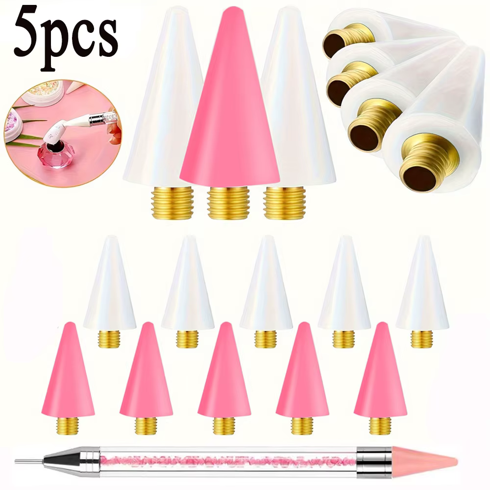 PINCEF-Stylo de pointage pour ongles, tête d'avertissement de résubdivision, biscuits rose et blanc,