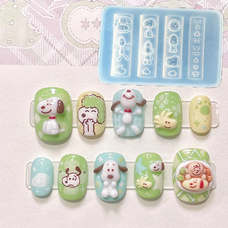 Moule 3D en Silicone pour Nail Art, dessin animé Hello Kitty lapin ours, sculpture en Relief, bricol