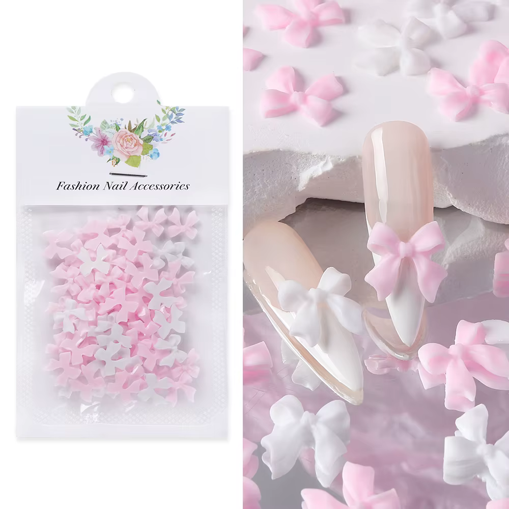 Breloques pour ongles avec nœud en ruban, accessoires colorés, cravate papillon, pièces de manucure,