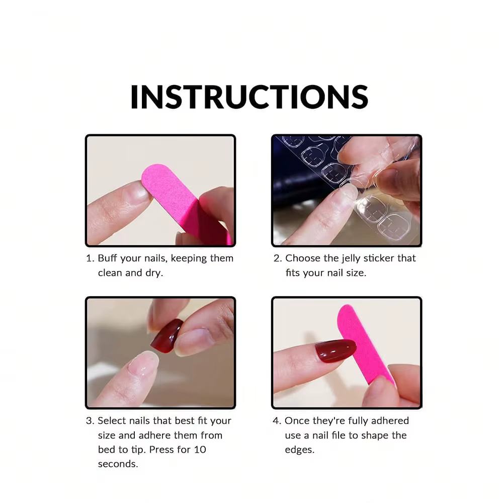 Embellissement des ongles détachables, patchs pour ongles, simple, vin rouge, français, européen et