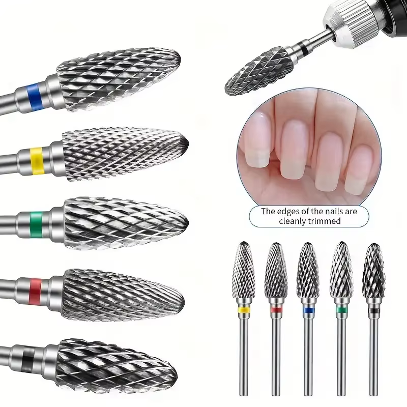 Forets à ongles en carbure de tungstène, perceuse de manucure électrique, accessoires, fraises pour