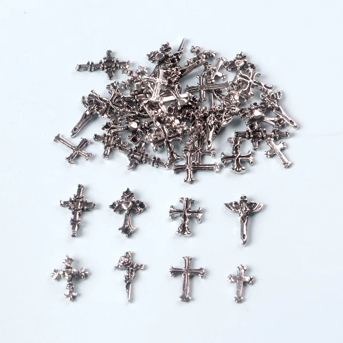 TSZS 50 pièces/sac mélange Punk 3D rétro croix bijoux Nail Art breloques mélange forme gris croix on