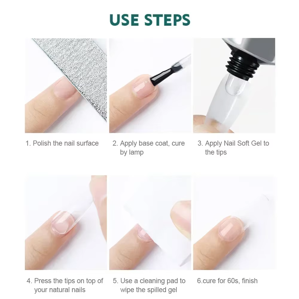 Nailpop Pro doux ongles conseils Gel colle 20g adhésif faux ongles longue durée tremper UV Gel verni