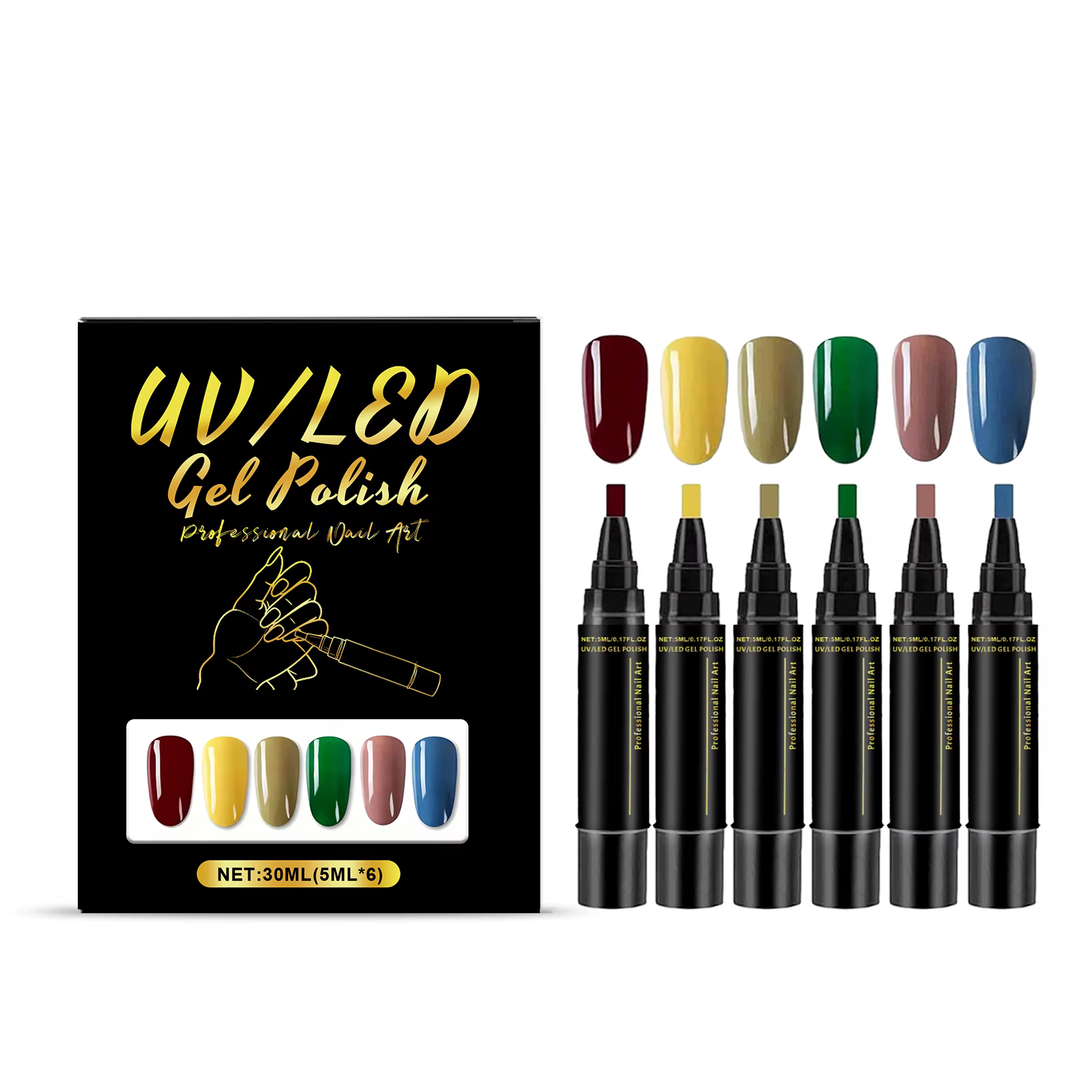 Stylo à vernis à ongles 6 couleurs, couleurs vives, dessin fluide, séchage rapide, longue tenue, pri