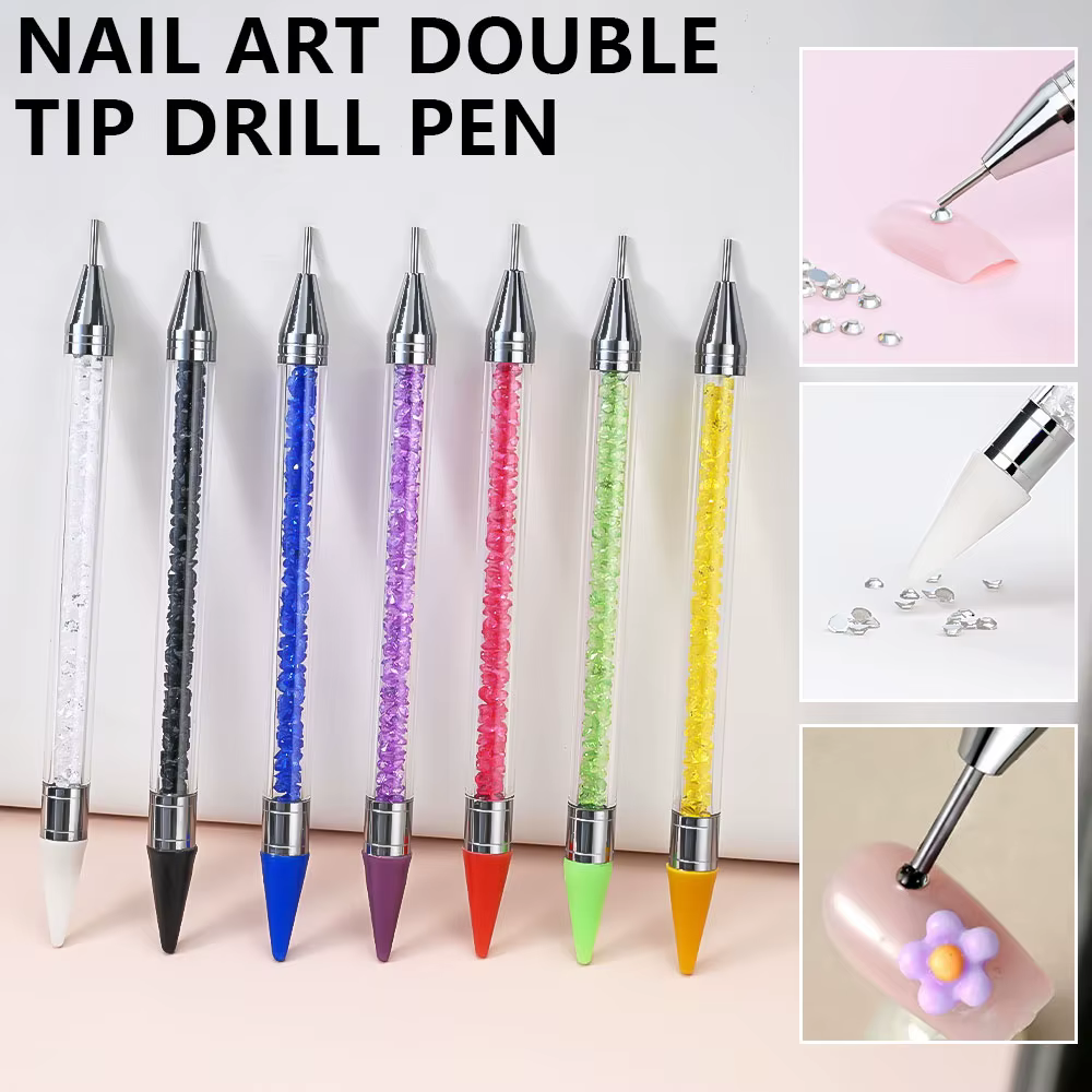 Stylo à points pour ramassage de strass, poignée en cristal, stylo à double extrémité pour perceuse