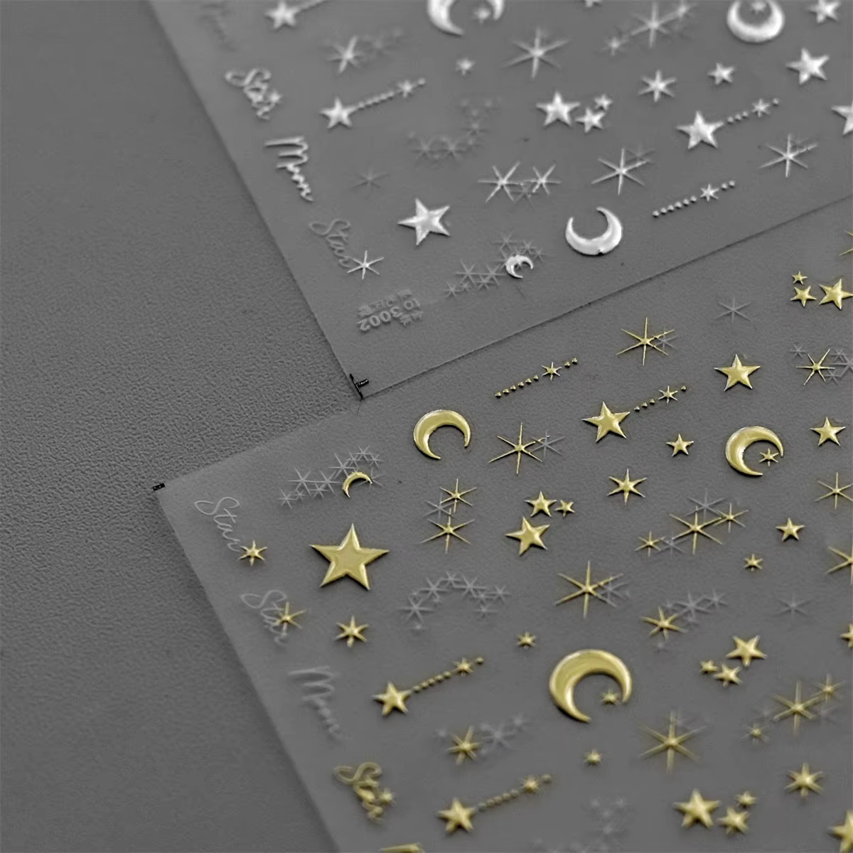 Autocollants pour ongles bronzants coréens 5D, 1 pièce, or japonais, argent, étoile, lune, luxe, déc