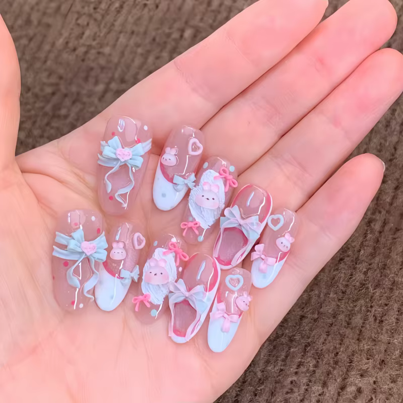 Moule 3D Transparent en Silicone pour Nail Art, 1 pièce, lapin de dessin animé mignon, conception de
