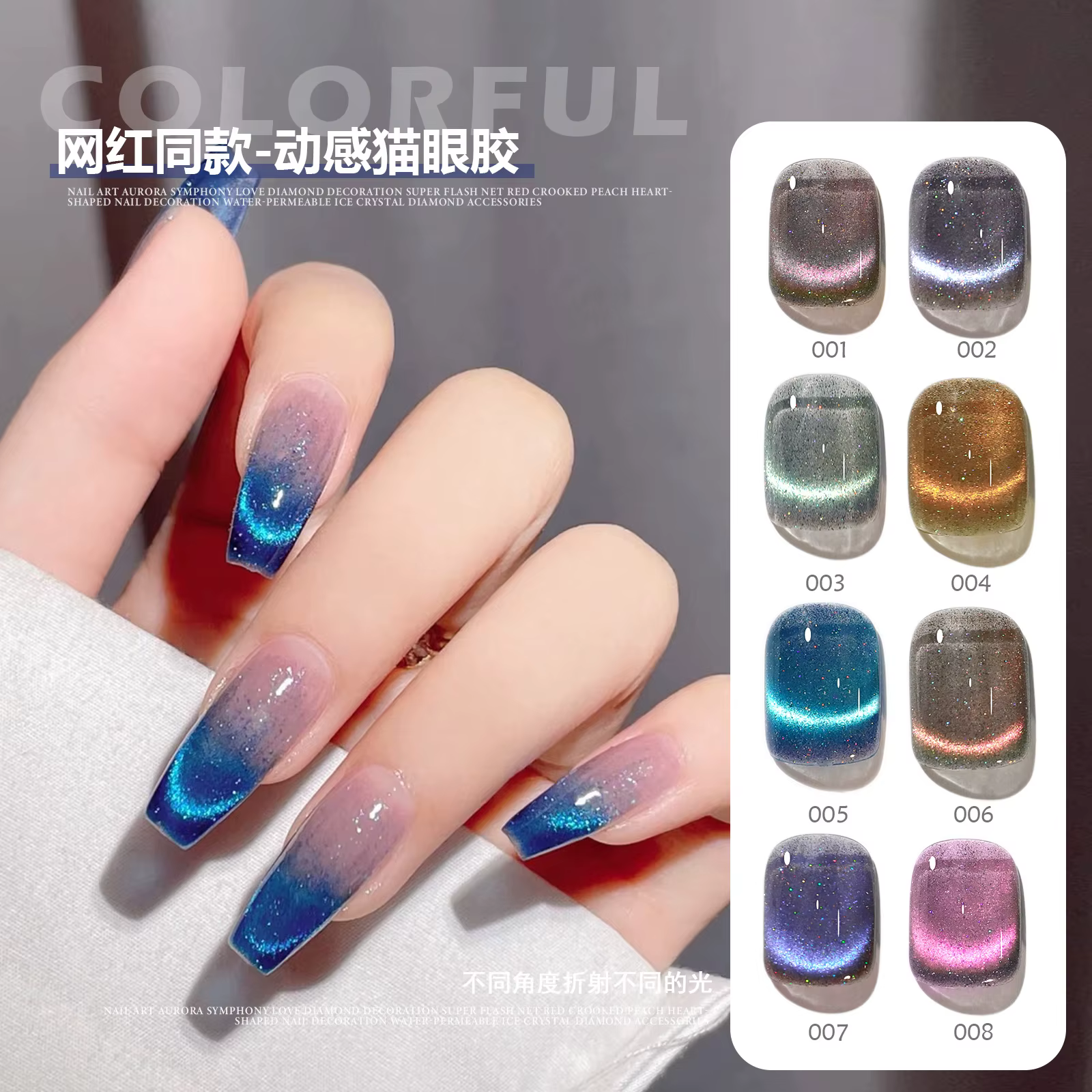 Aimant en cristal bleu Gel pour les yeux de chat réfléchissant Laser réfléchissant Semi Permanent UV