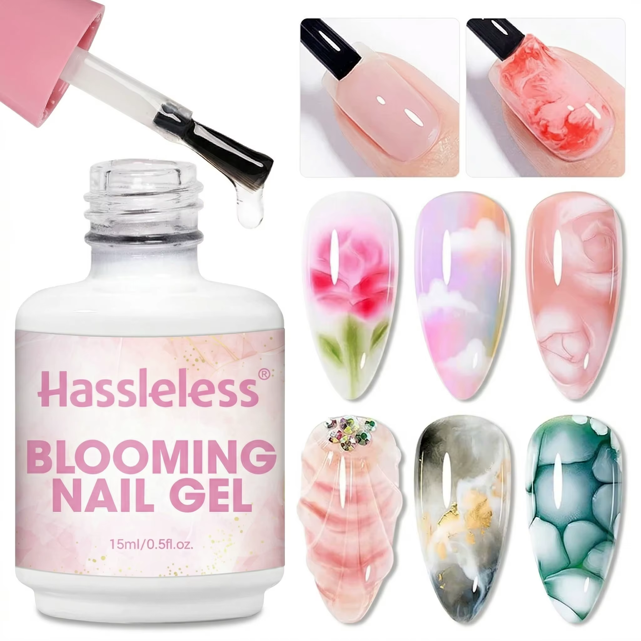 Gel Blooming pour ongles Hassleless 15 ml — Créez des effets dégradés et estompés. Facile à applique