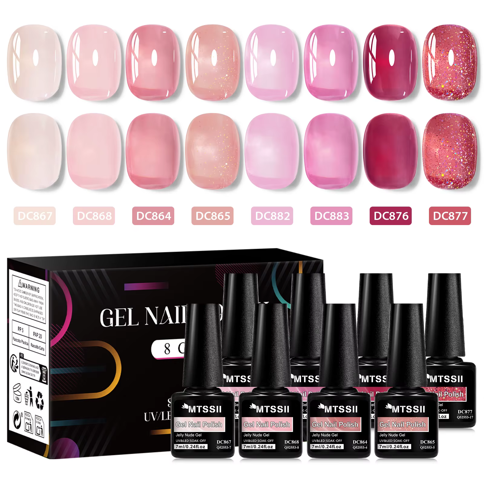 8 pièces ensemble de vernis à ongles Gel gelée nue avec boîte couleur translucide Semi Permanent tre