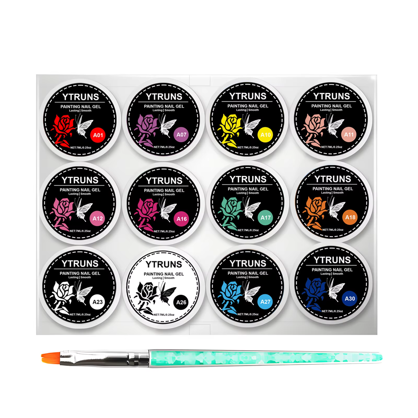 Kit d'art d'ongle de revêtement de gel de 36 couleurs, gel de revêtement de colle solide