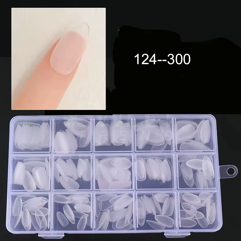 300 pièces Nail Art presse sur faux ongles mat clair couverture complète cercueil carré amande court