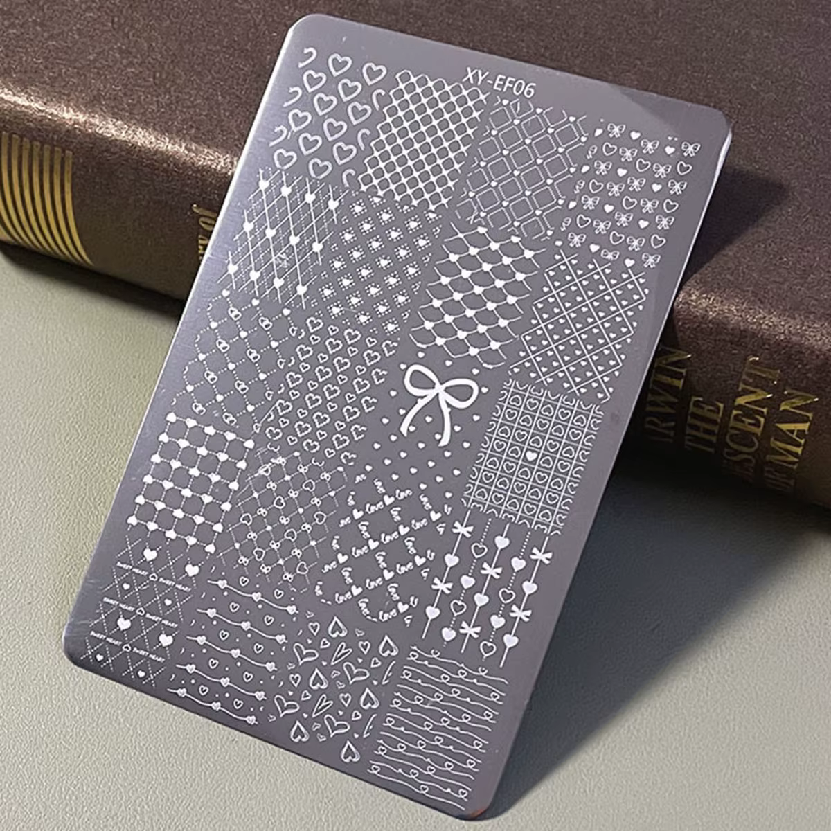 Plaque de tamponnage pour ongles, design de mots et de phrases en anglais cursive, modèle de nail ar