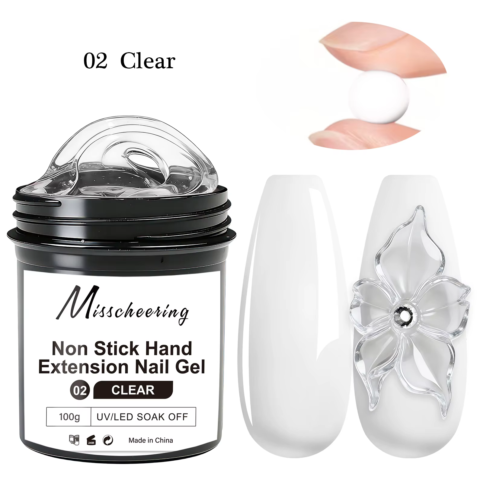 100g blanc clair antiadhésif Extension de main Gel pour ongles 3D façonnage sculpture Nail Art solid