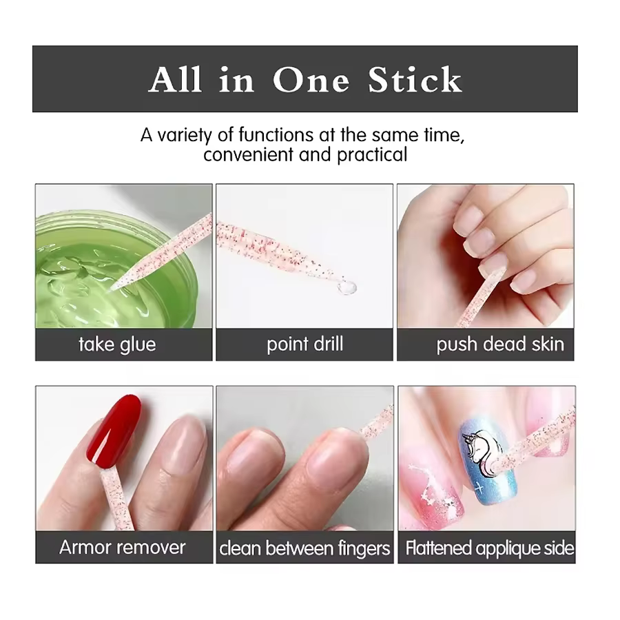 10/50/100 pièces bâton de cristal réutilisable Double extrémité Nail Art poussoir à cuticules outil