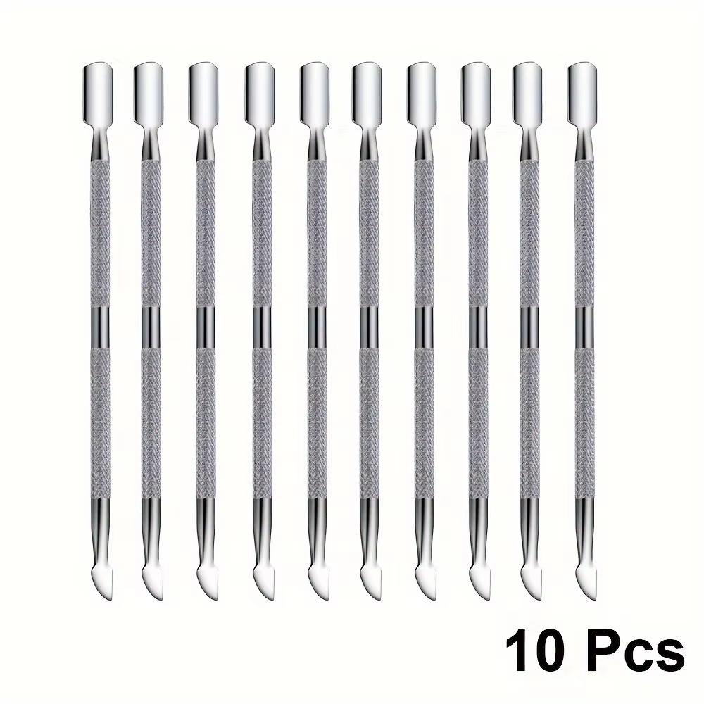 Kit de dissolvant de cuillère à Double extrémité en métal, poussoir à cuticules en acier inoxydable,