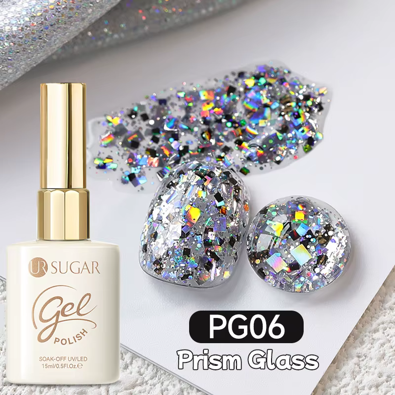 UR SUGAR 15ml Gel à ongles pailleté scintillant pour manucure de fête, flocons semi-permanents, vern