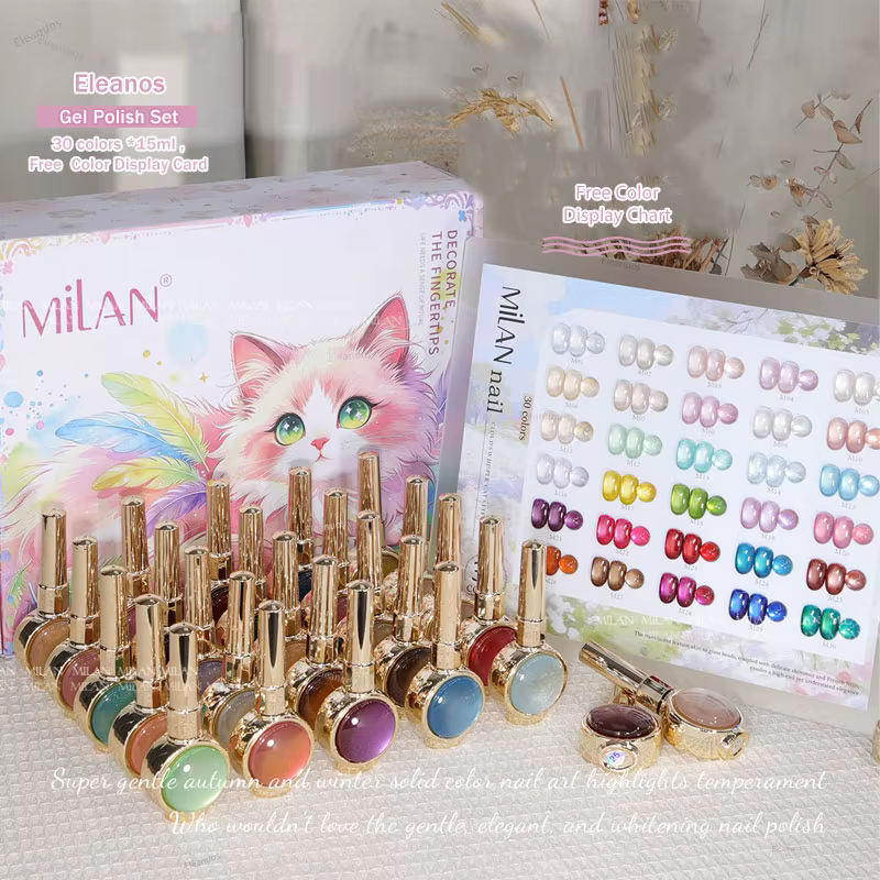 Eleanos HighEnd – Kit de vernis gel magnétique œil de chat 30 pièces 15 ml avec nuancier et différen