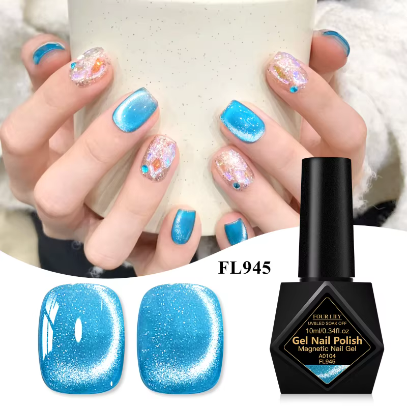 Vernis à ongles Gel magnétique chat bleu, effet pailleté, Semi-Permanant, à tremper, UV LED, pour ma