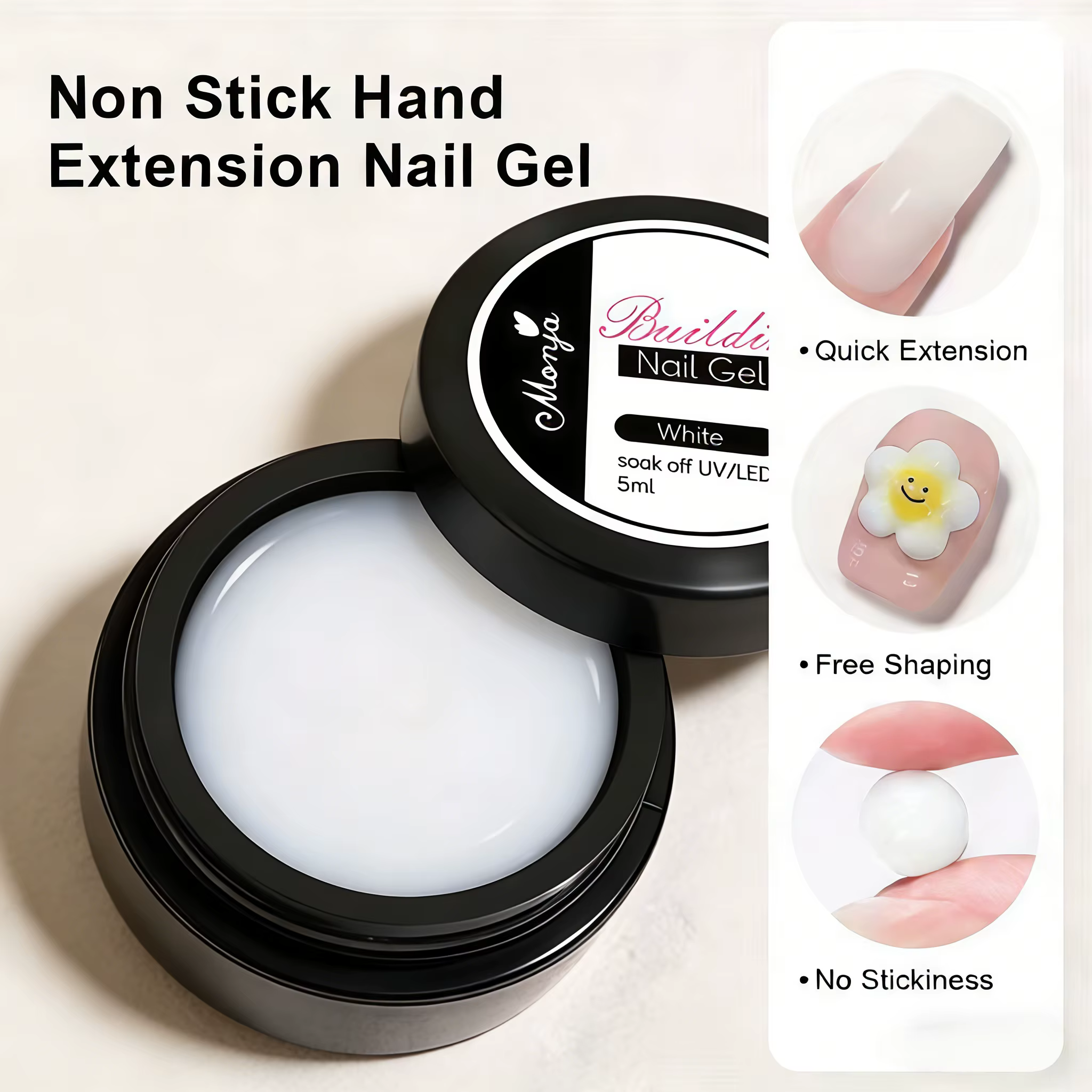 Gel pour ongles 3D, superposition dure et durable non collante, crée des formes de lettres géométriq